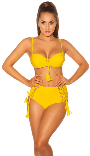 pushup bikini met beugel & verwijderbare bandjes geel